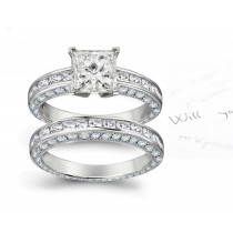 Finely Crafted Diamond Engagement Ring & Wedding Band and Diamond Halo Sides