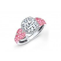 Made To Order Rings Featuring Delicate French Halo Pave Diamonds & Vivid Pink Sapphires