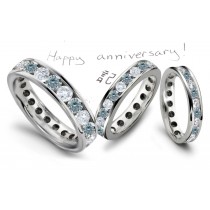 Round Blue Diamond & White Diamond Eternity Bands