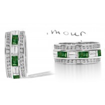 Shining & Pure: Stacked Baguette Emerald & Diamond Eternity Ring