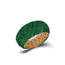 Eternity Ring with Pave Set Emeralds  in Gold or Platinum