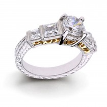 Platinum White Gold Engraved Filigree. View Engagement Setting
