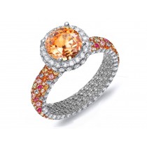 Made To Order Rings Featuring Delicate French Halo Pave Diamonds & Multi-Colored Gemstones