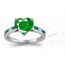 Ancient Treasures: Columbian Solitaire Heart Emerald & Baguette Diamond