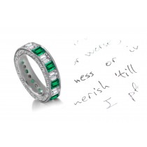 Unique Unrepeatable: Mountain Green Emerald Cut Diamond & Emerald Cut Emerald Eternity Ring