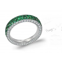 Micropavee Emerald & Diamond Halo Band