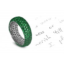 A Splendid Micropavee "Vibrant" Crystal Green Emerald Eternity Ring