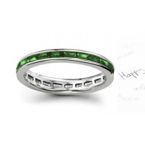 All Emerald Baguette Eternity Ring in Platinum & Gold
