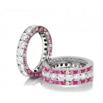 Made to Order Great Selection of Channel Set Brilliant Cut Round Diamonds & Pink Sapphires Eternity Rings & Bands