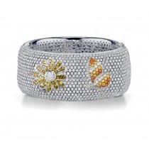 Delicate French pavee Sparkling Brilliant-Cut Round Diamonds & Vivid Multi-Colored Precious Stones Eternity Rings & Bands Featuring Butterflies, Moon & Stars