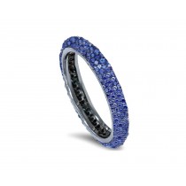 Delicate Women's Eternity Rings Featuring Blue Sapphires & Diamonds in Precision Micro pave Settings