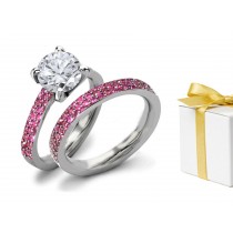 Ruby Designer Diamond Engagement & Wedding Rings Set