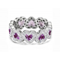 Buy High Quality Custom Manufactured Heart Shaped Halo Micro Diamond Eternity Wedding & Anniversary Bands