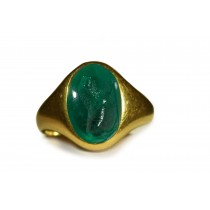 Men's Exclusive Styles Rings: In this Ancient Rich Mountain Green Color & Vibrant Emerald Red Sea in Gold Signet Ring