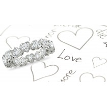 Heart To Heart: Shining & Well-Cut Heart Diamond Eternity Band Bezel Set Heart Diamonds Creating Halo of Divine Light