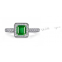 Large Varieties of Articles:Fabulous 14k Materials Elegant Princess Cut Emerald & Diamond Halo Fire Gold Splendor Ring