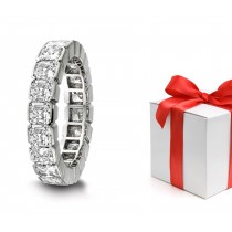 Asscher Cut Diamonds Set in Secure Bezel Settings in Platinum & 14k Rose Gold