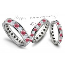 Round Pink Diamond & White Diamond Eternity Bands