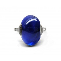 Edwardian, Belle Epoque, Ocean Blue, Luscious Blue, Deeply Saturated Sapphire Cabochon 6.0 carats