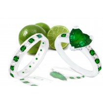 Beauty & Style: Heart Emerald & Emerald Diamond Rounds Engagement & Wedding Rings Set