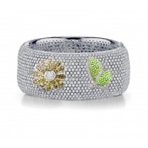 Delicate French pavee Sparkling Brilliant-Cut Round Diamonds & Vivid Multi-Colored Precious Stones Eternity Rings & Bands Featuring Butterflies, Moon & Stars