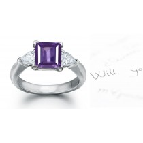 Very Rare Purple Sapphire & Diamond Engagement Ring