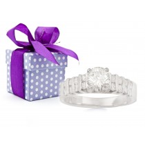 Pre-Set Diamond Side Accent Platinum Engagement Ring. 