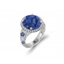 Delicate French Micro Pave Halo Rings Collection Featuring Vibrant Rainbow Colored Sapphires & Diamonds