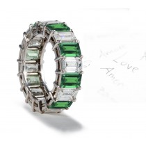 Brilliance & Fire: Emerald Cut Emerald & Octogon Diamond Wedding Band