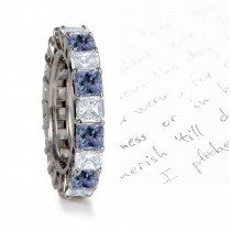 Premier Colored Diamonds Designer Collection - Blue Colored Diamonds & White Diamonds Fancy Diamond Eternity Wedding Rings