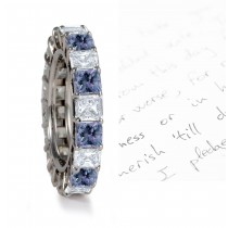 Premier Colored Diamonds Designer Collection - Blue Colored Diamonds & White Diamonds Fancy Diamond Eternity Wedding Rings