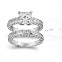 Diamond Engagement & Wedding Halo Diamond Ring & Band in Platinum and Gold