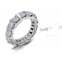 Premier Colored Diamonds Designer Collection - Blue Colored Diamonds & White Diamonds Fancy Diamond Eternity Wedding Rings