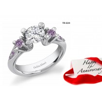 Platinum or Gold Designer Pink Diamond Tension Set Tension Set Engagement Rings