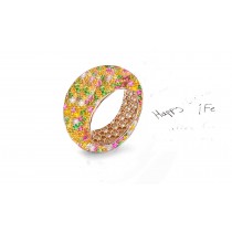 Fabulous Multi-Colored Diamonds & Precious Stones Eternity Band Rings