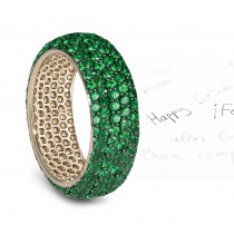 8 mm Wide Micropavee All Emerald Band in Gold