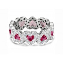 Buy High Quality Custom Manufactured Heart Shaped Halo Micro Diamond Eternity Wedding & Anniversary Bands