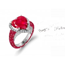 Shop Fine Quality Made To Order Halo pave Diamond & Ruby Eternity Style Engagement Rings