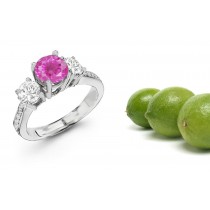 Three-stone Diamond Rings: Three Stone Half Hoop Features Fruity Pear Shape Diamonds & Emeralds