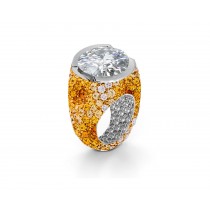 Custom Round Diamond & Yellow Sapphire Engagement and Right Hand Rings