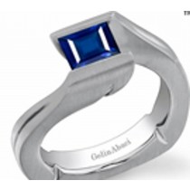 Princess Cut Blue Sapphire Gemstone Engagement Rings