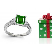 Emerald Ring: Premier Designer Diamond & Emerald Engagement Ring