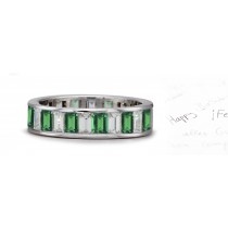King and Queen of Zion: Large Emerald Diamond & Emerald Eternity Band 3.50