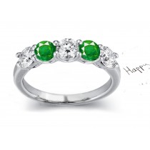 Celebration: Five Stone Emerald & Diamond Anniversary Ring Using Lines