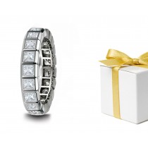 Princess: Princess Cut Diamonds Set in Strong Bezel Square Settings Crafted in 14k White Gold