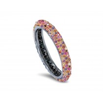 Delicate Women's Eternity Rings Featuring Blue Sapphires & Diamonds in Precision Micro pave Settings