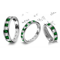 Fresh Green Grass: Emerald Cut Diamond & Emerald Cut Emerald Designer Eternity Band