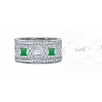 French "paved" Diamond Emerald Eternity Band