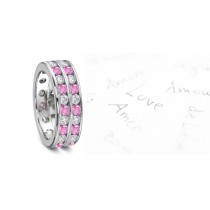 Stacked Pink Sapphire & Diamond Channel Set Eternity Ring