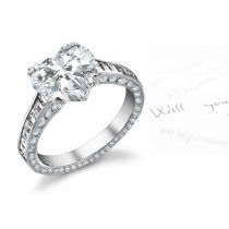 Heart & Baguette Diamond Engagement Ring in Platinum & Gold with Diamond Halo